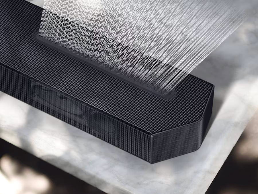 Η τεχνολογία Acoustic Beam εκτοξεύει ηχητικά κύματα προς τα πάνω για να δημιουργήσει ήχο από πάνω.